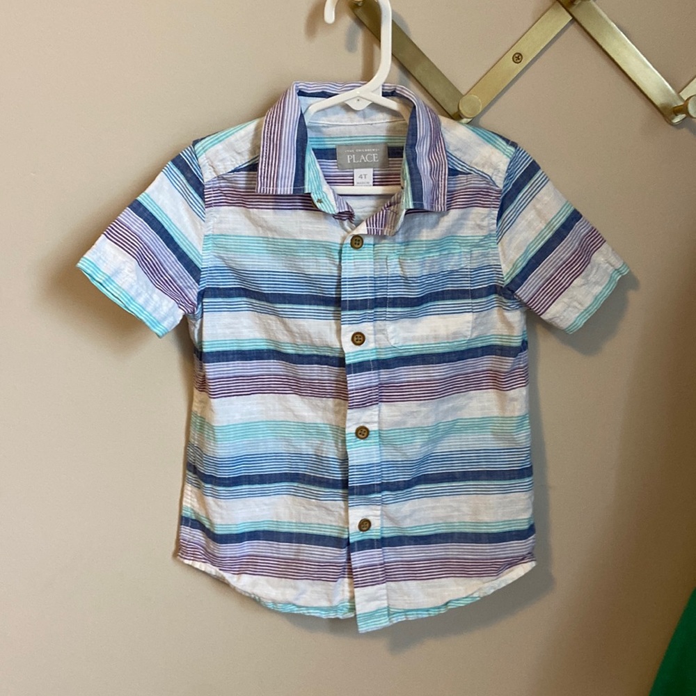 Toddler Boys 4T Short Sleeve Dress Shirt - Striped